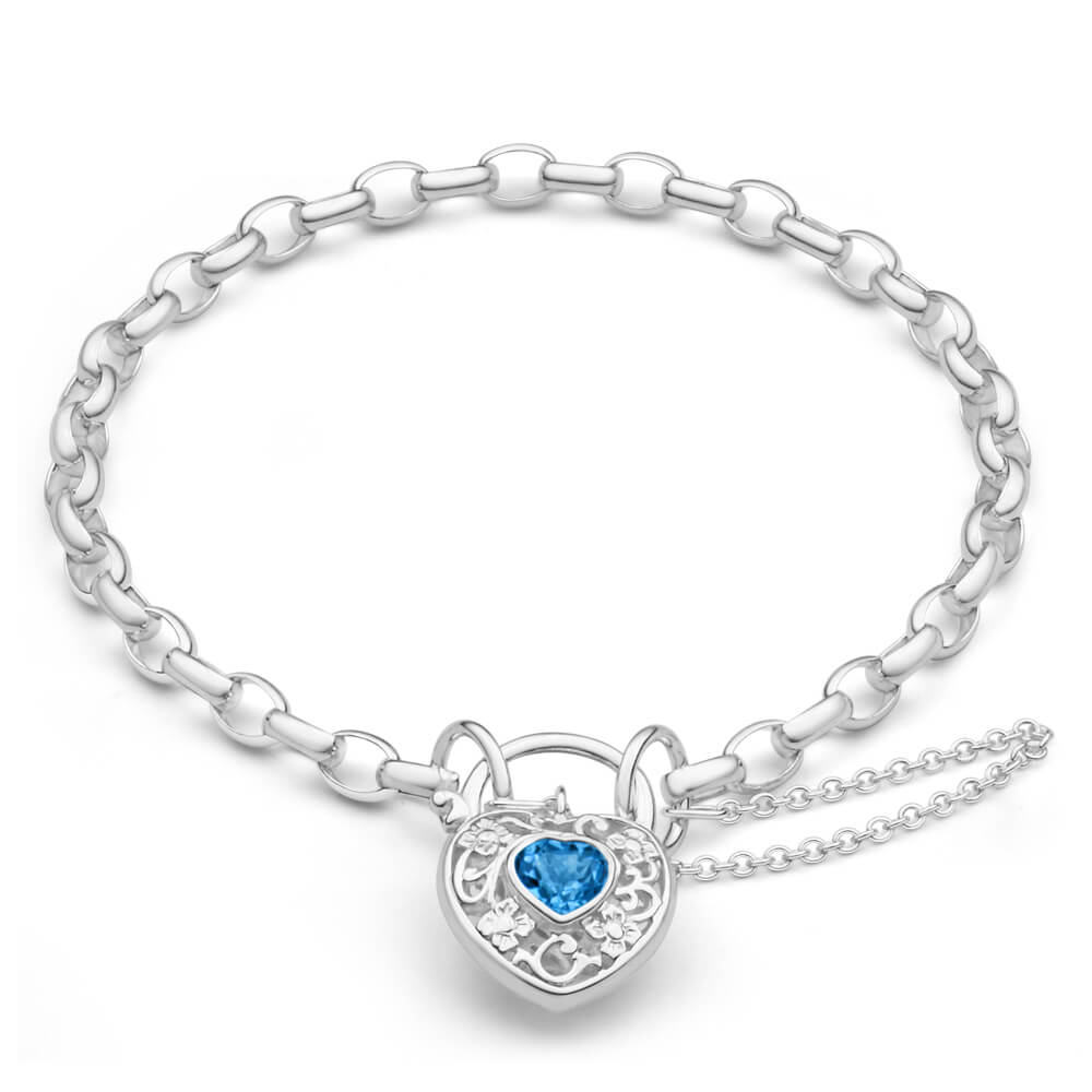 Silver belcher padlock bracelet