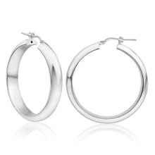 Load image into Gallery viewer, Sterling Silver 30mm Plain Half Round Hoop Earrings