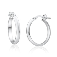 Load image into Gallery viewer, Sterling Silver 15mm Plain Half Round Hoop Earrings