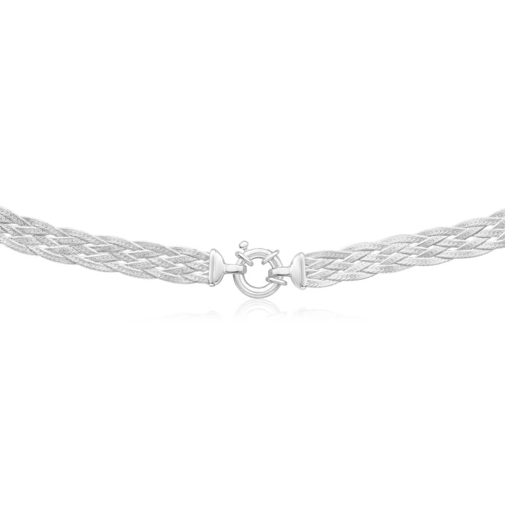 Sterling Silver Herringbone Plaited Boltring Chain 45cm