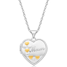 Load image into Gallery viewer, Sterling Silver Gold Plated Hearts Mum Locket