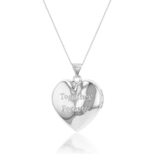 Load image into Gallery viewer, Sterling Silver and Gold Plated Hearts Locket (Engraved &quot;Together Forever&quot;)