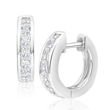 Load image into Gallery viewer, Sterling Silver Zirconia Huggies Hoop Earrings