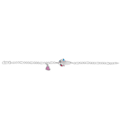 Sterling Silver Enamel Heart & Elephant 16cm Baby Bracelet