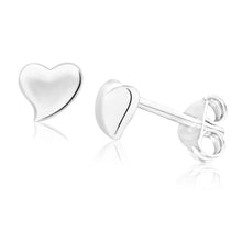 Load image into Gallery viewer, Sterling Silver Small Puff Heart Stud Earrings