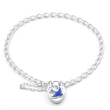 Load image into Gallery viewer, Sterling Silver Bluebird Curb Padlock Bracelet 16cm