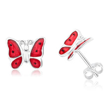 Load image into Gallery viewer, Sterling Silver Enamel Butterfly Stud Earrings