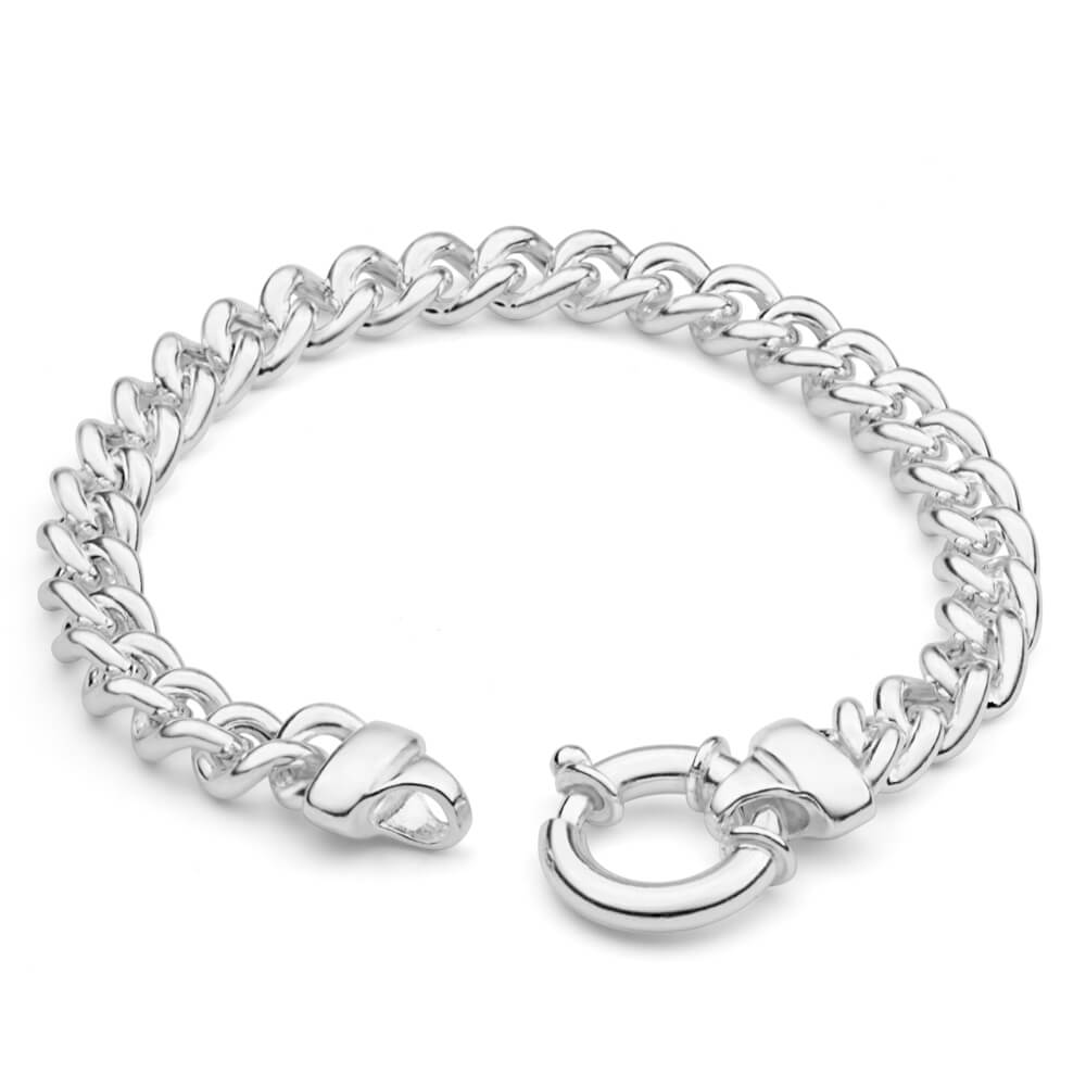 Sterling Silver Hollow Curb Boltring Bracelet