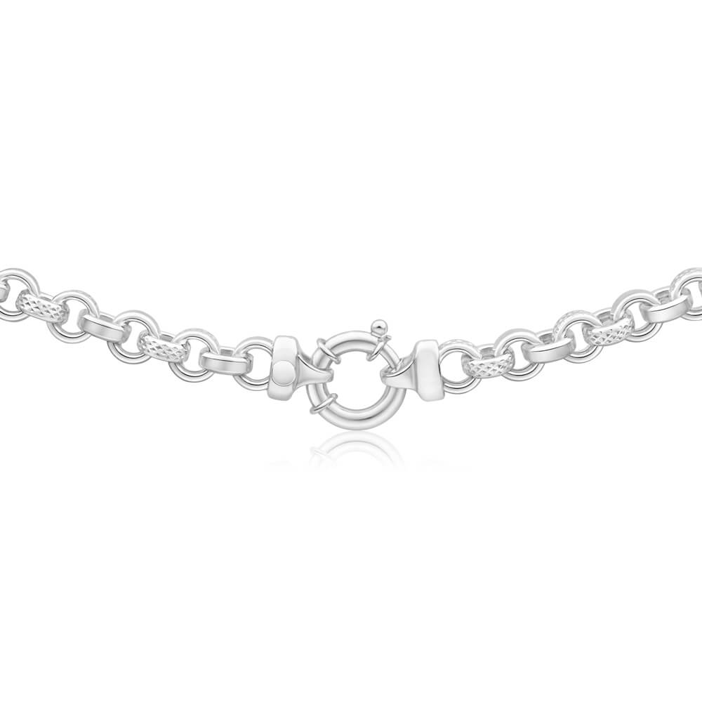 Sterling Silver Belcher Fancy Engraved Boltring 50cm Chain