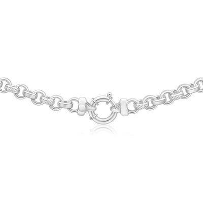 Sterling Silver Belcher Fancy Engraved Boltring 50cm Chain