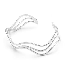 Load image into Gallery viewer, Sterling Silver Open Wave 63mm Bangle