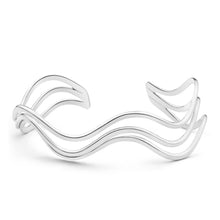 Load image into Gallery viewer, Sterling Silver Open Wave 63mm Bangle