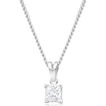 Load image into Gallery viewer, Sterling Silver Zirconia Princess Stud Pendant and Ring Jewellery Set
