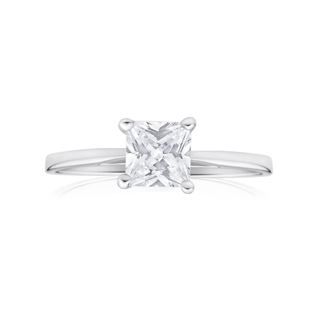 Sterling Silver Zirconia Princess Stud Pendant and Ring Jewellery Set