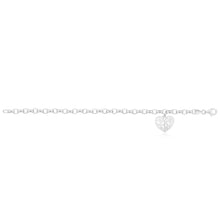 Load image into Gallery viewer, Sterling Silver Belcher Tree Of Life Heart Charm 18cm Bracelet