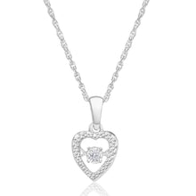 Load image into Gallery viewer, Sterling Silver Dancing Diamond Heart Pendant with 45cm Rope Chain
