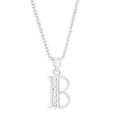 Sterling Silver Cubic Zirconia Initial 