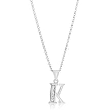 Load image into Gallery viewer, Sterling Silver Cubic Zirconia  Initial &quot;K&quot; Pendant