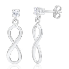 Load image into Gallery viewer, Sterling Silver Cubic Zirconia Infinity Drop Earrings