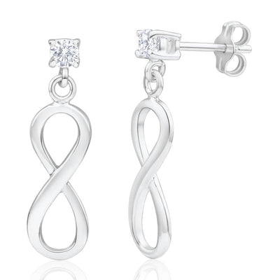 Sterling Silver Cubic Zirconia Infinity Drop Earrings