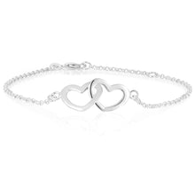 Load image into Gallery viewer, Sterling Silver Interlocking Hearts Bracelet 19cm