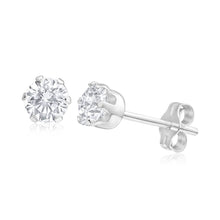 Load image into Gallery viewer, Sterling Silver Cubic Zirconia White 5mm Claw Stud Earrings