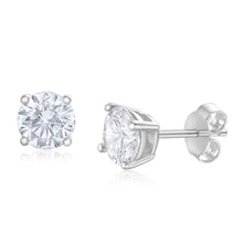 Load image into Gallery viewer, Sterling Silver Zirconia Round 6.55mm White  Stud Earrings