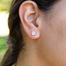Load image into Gallery viewer, Sterling Silver Zirconia Round 6.55mm White  Stud Earrings