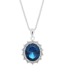 Load image into Gallery viewer, Sterling Silver Blue and White Zirconia Oval Pendant
