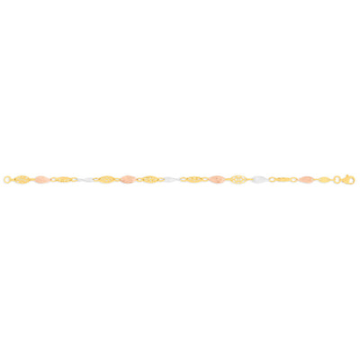 Sterling Silver Fancy Three-Tone 19cm Bracelet