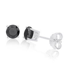 Load image into Gallery viewer, Black Diamond Sterling Silver Diamond Stud Earrings (TW=1CT)