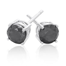 Load image into Gallery viewer, Black Diamond Sterling Silver Diamond Stud Earrings (TW=1CT)