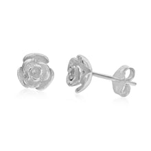 Load image into Gallery viewer, Sterling Silver Tiny Rose Stud Earrings