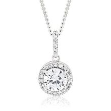 Load image into Gallery viewer, Sterling Silver Rhodium Plated Cubic Zirconia Round Pendant