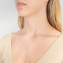Load image into Gallery viewer, Sterling Silver Rhodium Plated Cubic Zirconia Round Pendant