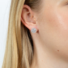 Load image into Gallery viewer, Sterling Silver Rhodium Plated Cubic Zirconia Round Stud Earrings