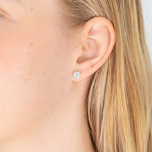 Load image into Gallery viewer, Sterling Silver Rhodium Plated Cubic Zirconia Flower Stud Earrings