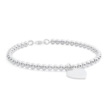 Load image into Gallery viewer, Sterling Silver 19cm Fancy Bead Bracelet with Heart Charm