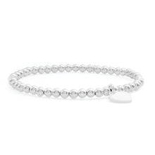 Load image into Gallery viewer, Sterling Silver Heart Charm Ball Stretch Bracelet