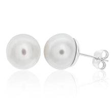 Load image into Gallery viewer, Sterling Silver Rhodium Plated Pearl Stud Earrings