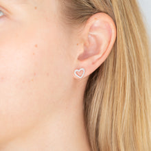 Load image into Gallery viewer, Sterling Silver Cubic Zirconia Open Heart Stud Earrings