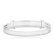 Load image into Gallery viewer, Sterling Silver Milgrain ID Plate Expandable Baby Bangle