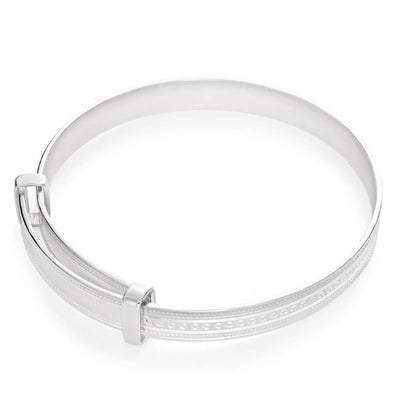 Sterling Silver Milgrain ID Plate Expandable Baby Bangle