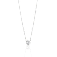 Load image into Gallery viewer, Sterling Silver Cubic Zirconia Bezel 6mm Pendant With 45cm Chain