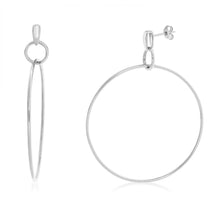 Load image into Gallery viewer, Sterling Silver Rhodium Plated Fancy Hoop Earrings