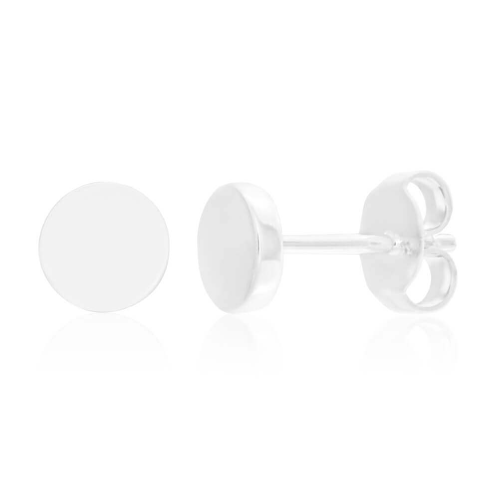 Sterling Silver Plain Round Stud Earrings