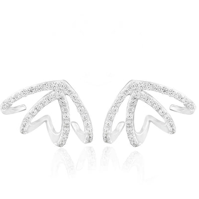 Sterling Silver Cubic Zirconia Jackets Stud Earrings