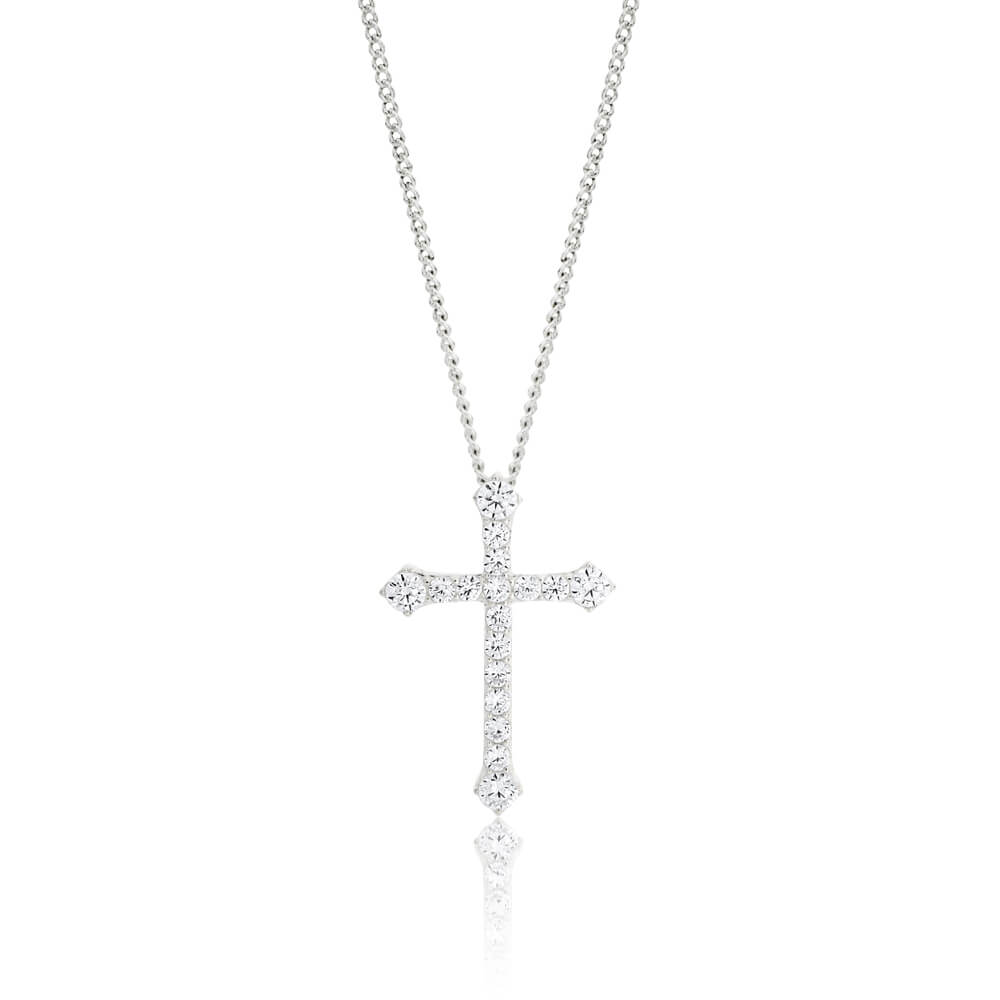 Sterling Silver Cubic Zirconia Cross Pendant