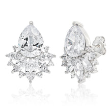 Load image into Gallery viewer, Sterling Silver Cubic Zirconia Pink Round White Stud Earrings