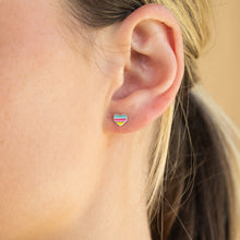 Load image into Gallery viewer, Sterling Silver Multi Colour Enamel Heart Stud Earrings